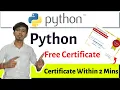 Python Certification Python Free Certificate Python For Beginners Certificate