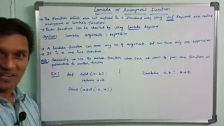 Lambda Function in Python Anonymous Function in Python Python Programming Telugu