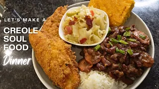 Cooking Creole Soul Food Fried Catfish Red Beans & Rice Sweet Potato Cornbread