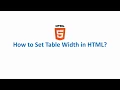How to Set Table Width in HTML
