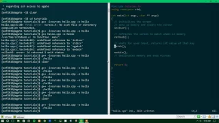 Ncurses Tutorial 0 - Hello World initscr endwin refresh getch printw