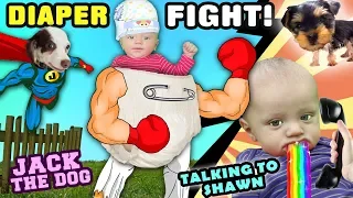 DIAPER FIGHT Shawn Talks Rolls Over Rose s Brother Super Jack FUNnel Family Vlog w