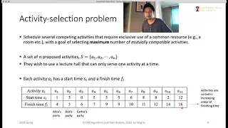 1 for Lecture 7 Greedy Algorithms Activity-selection Problem