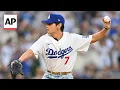 Download Lagu V of BTS throws ceremonial first pitch at LA Dodgers game
