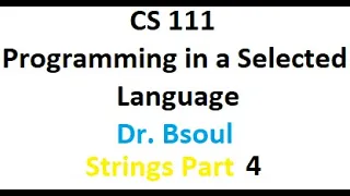 CS 111 Python Dr Bsoul String Part 4 Python