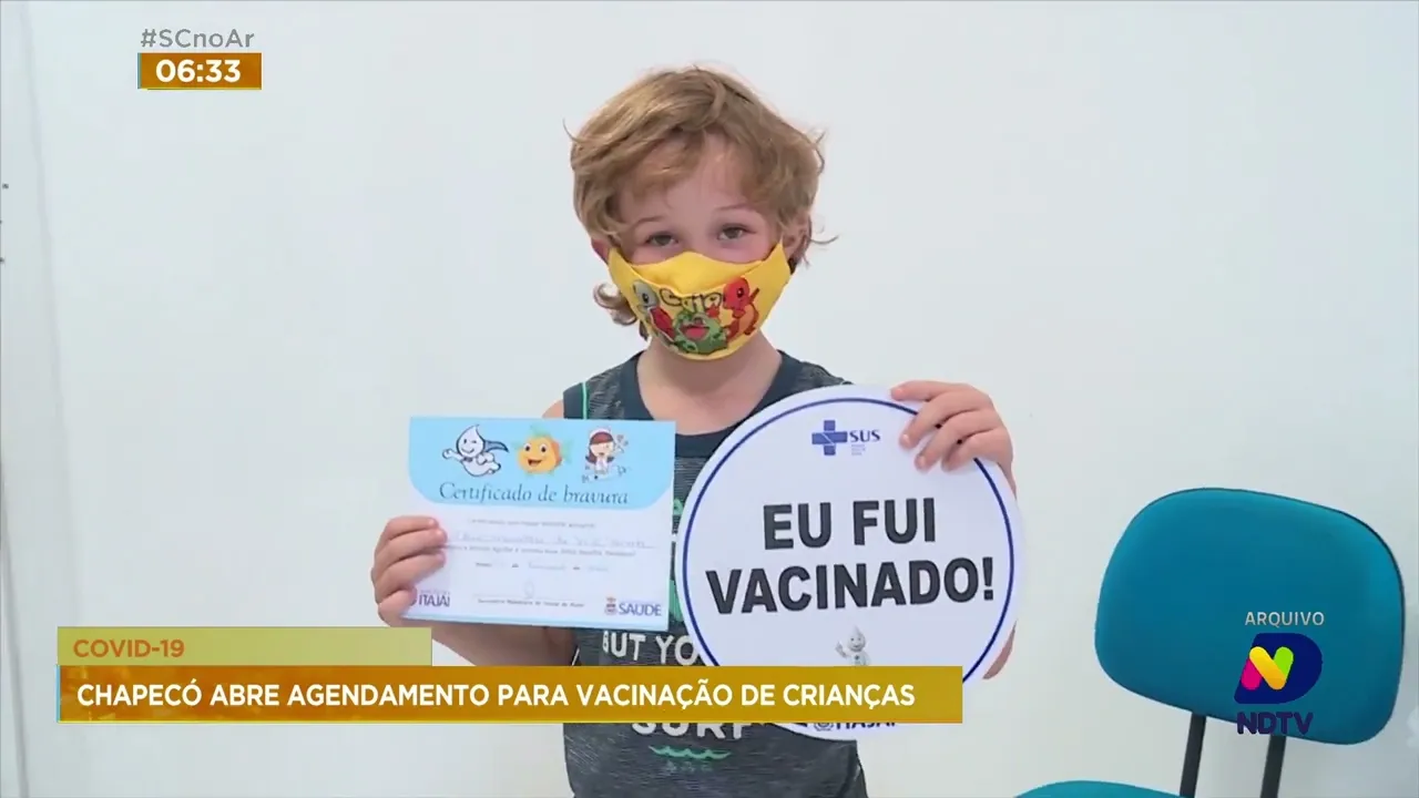 Chapecó abre agendamento para vacinação contra covid para crianças em 7 unidades de saúde da cidade