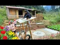 Lagu The small family paints and re-roofs the swing set together, tends to the vegetables