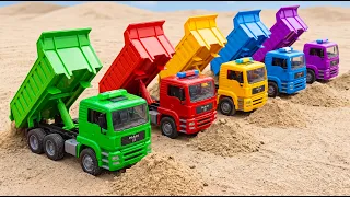 Dump Trucks, Sand Haulers and Construction Vehicles Dumping Sand | Fun Toy Cars Collection