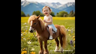 طفلة تقلد اصوات الحيوانات طفل يركب حصان Shorts Shortvideo Cute Funny Animals Viralvideo 