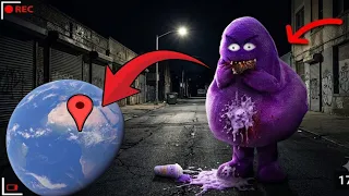 Creepy Grimace shake character found on Google Earth| 