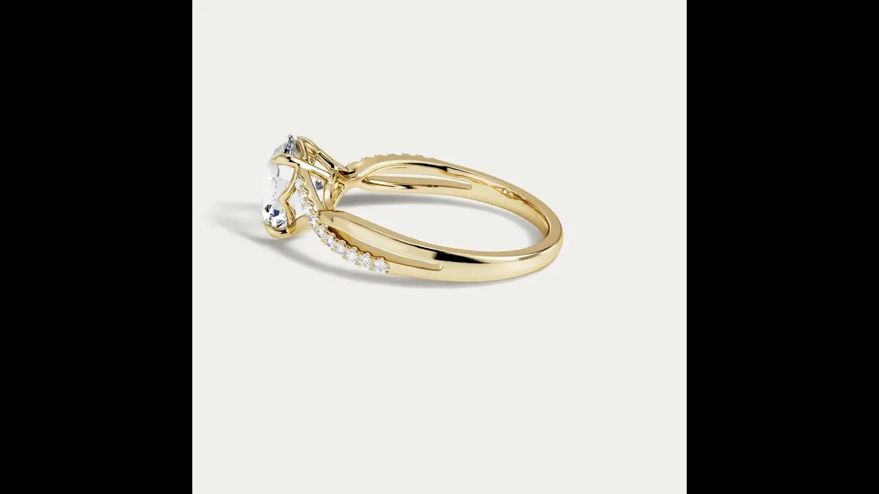 Pascale丨Oval Lab Diamond Twisted Split Shank Pavé Engagement Ring