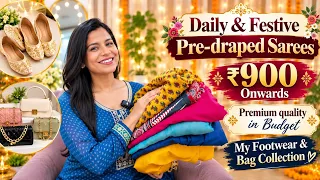 😲 I Didn't Expect These Pre-draped Sarees to Be This Good! ❤️ My Footwear & Bag Collection