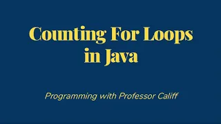Counting For Loops in Java