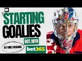 NHL Starting Goalies - Oct 18