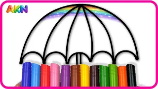 Coloring a Colorful Umbrella ☔ | Learn Colors for Kids & Toddlers 🎨