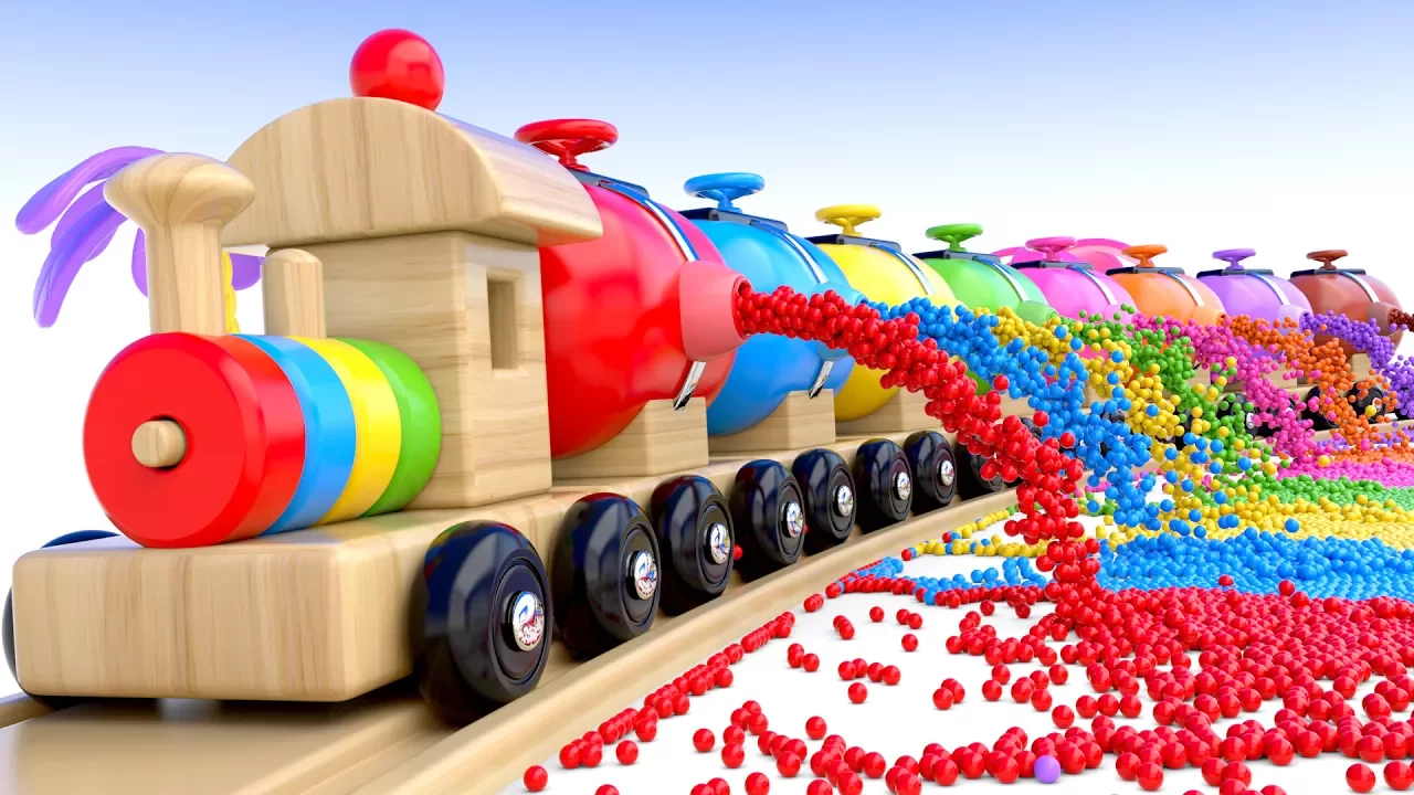 Colors with Preschool Toy Train and Color Balls - Shapes & Colors Collection for Children