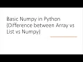 Basic Numpy in Python Difference between Array vs List vs Numpy