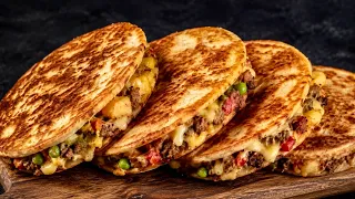 Delicious Crispy Potato Cheese Quesadilla! You’ll Make It Again and Again! 😍