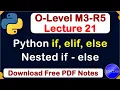O-Level M3 R5 Python if elif else conditional statements full explain in hindi Lecture 21