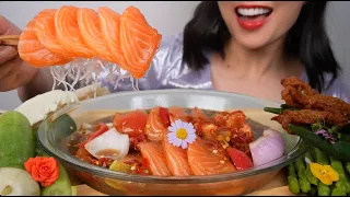 SPICY SALMON SALAD + VEGGIES (ASMR EATING SOUNDS) NO TALKING | SAS-ASMR