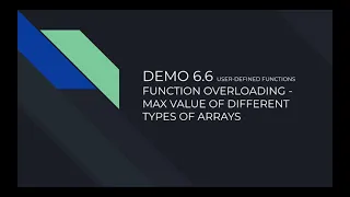 DEMO 6 6 User-defined Functions - Function Overloading Max Value of Different Types of Arrays