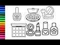 How to draw and color make up set Drawing and coloring make up set step by step easy