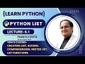 Python Lists Tutorial for Beginners Python List Operations Methods and Examples Lecture 6 1