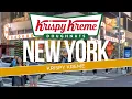 Inside KRISPY KREME New York City - Reacting to a HOT Fresh Doughnut