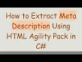 How to Extract Meta Description Using HTML Agility Pack in C