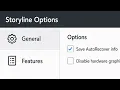 Storyline Essentials Set General Options for Autorecovery and Spell Check
