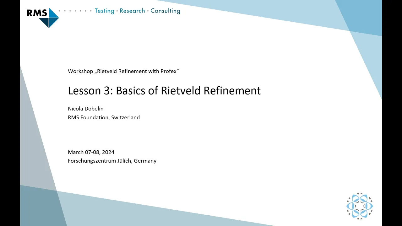 Workshop 2024 Lesson 3: Rietveld refinement basics