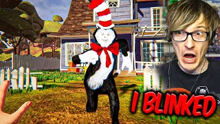 The cat in the hat in hello neighbor is faster than fredbear...