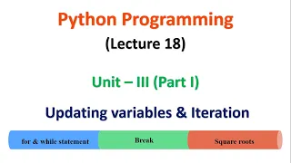 Python Programming JNTUA UNIT 3 Updating Variables Lecture 18