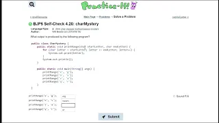 Java Practice It 4 20 charMystery char classes method basics for loop