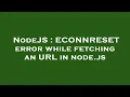 NodeJS ECONNRESET error while fetching an URL in node js