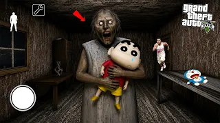 gta v shinchan u0026 franklin escape from granny house in gta 5 in telugu