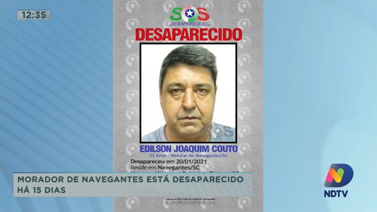 Morador de Navegantes está desaparecido há 15 dias