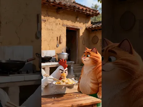 মটু বিড়ালের মাথায় কী বুদ্ধি! 🐱🐔 মোরগকে দিয়ে এমন কাণ্ড করল! 😂😱#shorts #catstory #funny