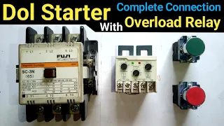 dol motor starter complete connection with overload relay urdu hindi