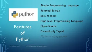 Learning Python Advantages of Python Features of Python What is Dynamically typed