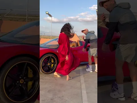 WAIT for her car 🤯👀 #footballshorts #funnyfootball #lamborghini
