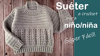Suéter "ESPIGAS" a crochet para niño/niña ¡para los más GRANDES de la casa, paso a paso!