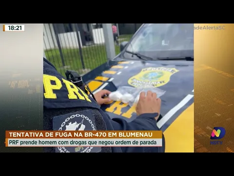 Tentativa de fuga na BR-470 em Blumenau: PRF prende homem com drogas que negou ordem de parada