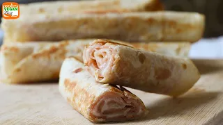 ¡Cena en 5 MINUTOS! 🌯 Rollitos de Jamón con Queso Crujientes y deliciosos 🤤