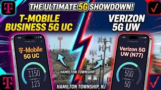 Verizon 5GUW SA VS T-Business 5GUC SA SpeedTest at marketplace in Hamilton Township New Jersey