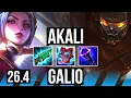AKALI vs GALIO MID 52K damage Good KDA 5 KR Master 26 4