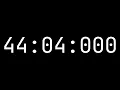 Countdown timer 44 minutes 4 seconds 44 04 000 - White on black with milliseconds