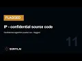 Confidential source code pasted to an external model IP leakage flagged