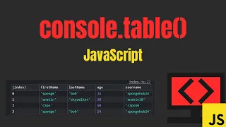 how to use console table in JavaScript