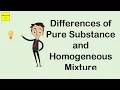 Differences of Pure Substance and Homogeneous Mixture